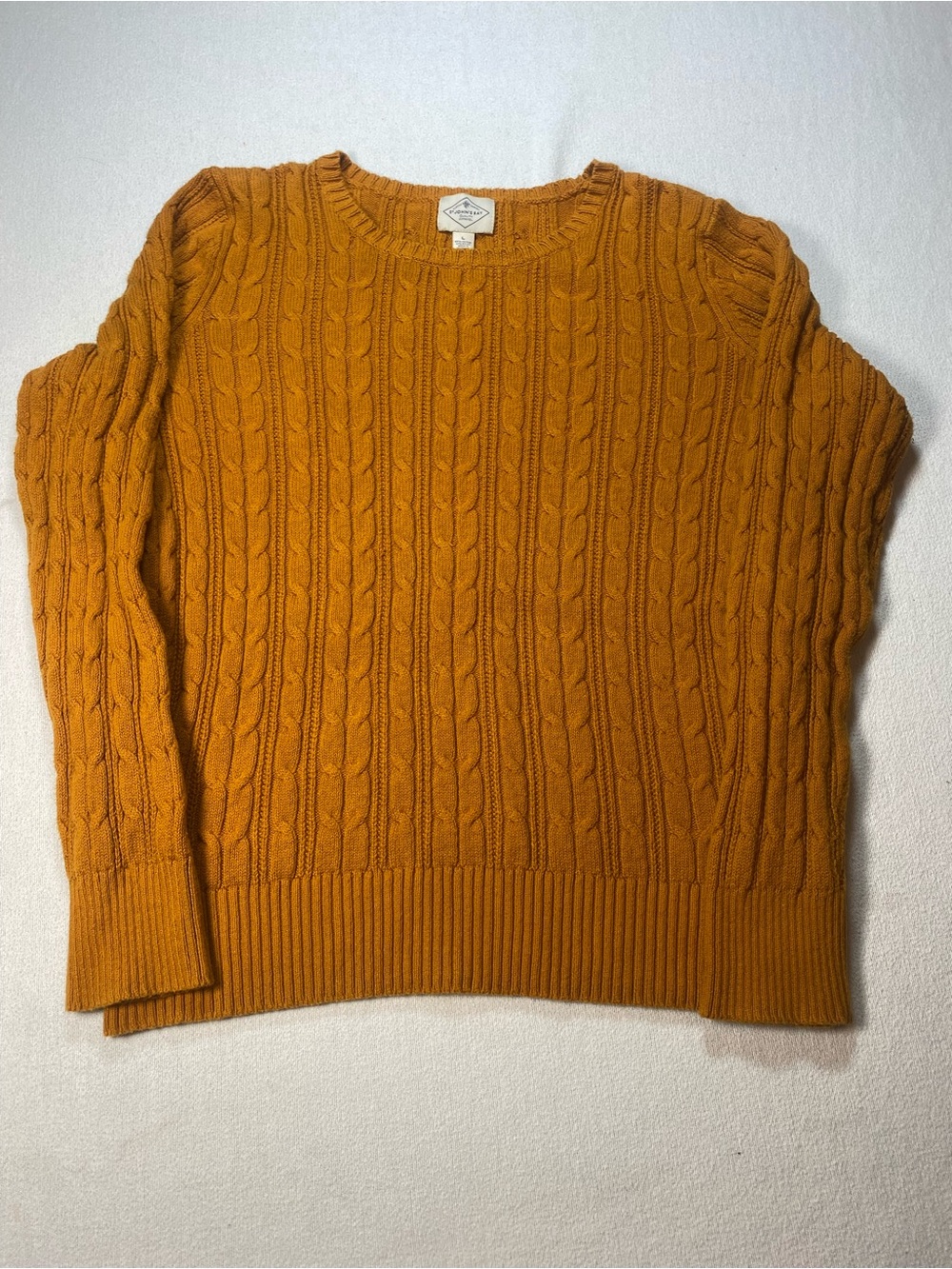 St. John's Bay Cable Knit Crewneck Sweater - Mustard Gold